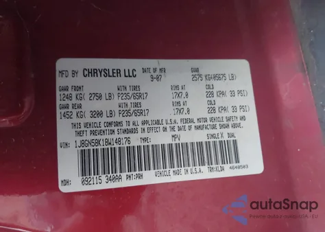 2008 Jeep Liberty Limited Edition из США, поврежденный, VIN 1J8GN58K18W148176